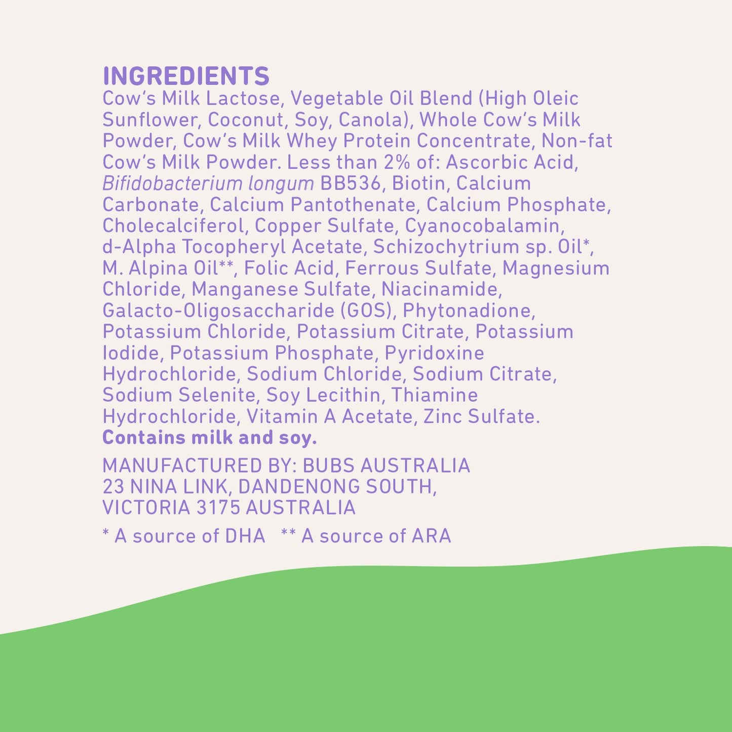 Bubs 365 Day Grass Fed Cow Milk- Based Infant Formula