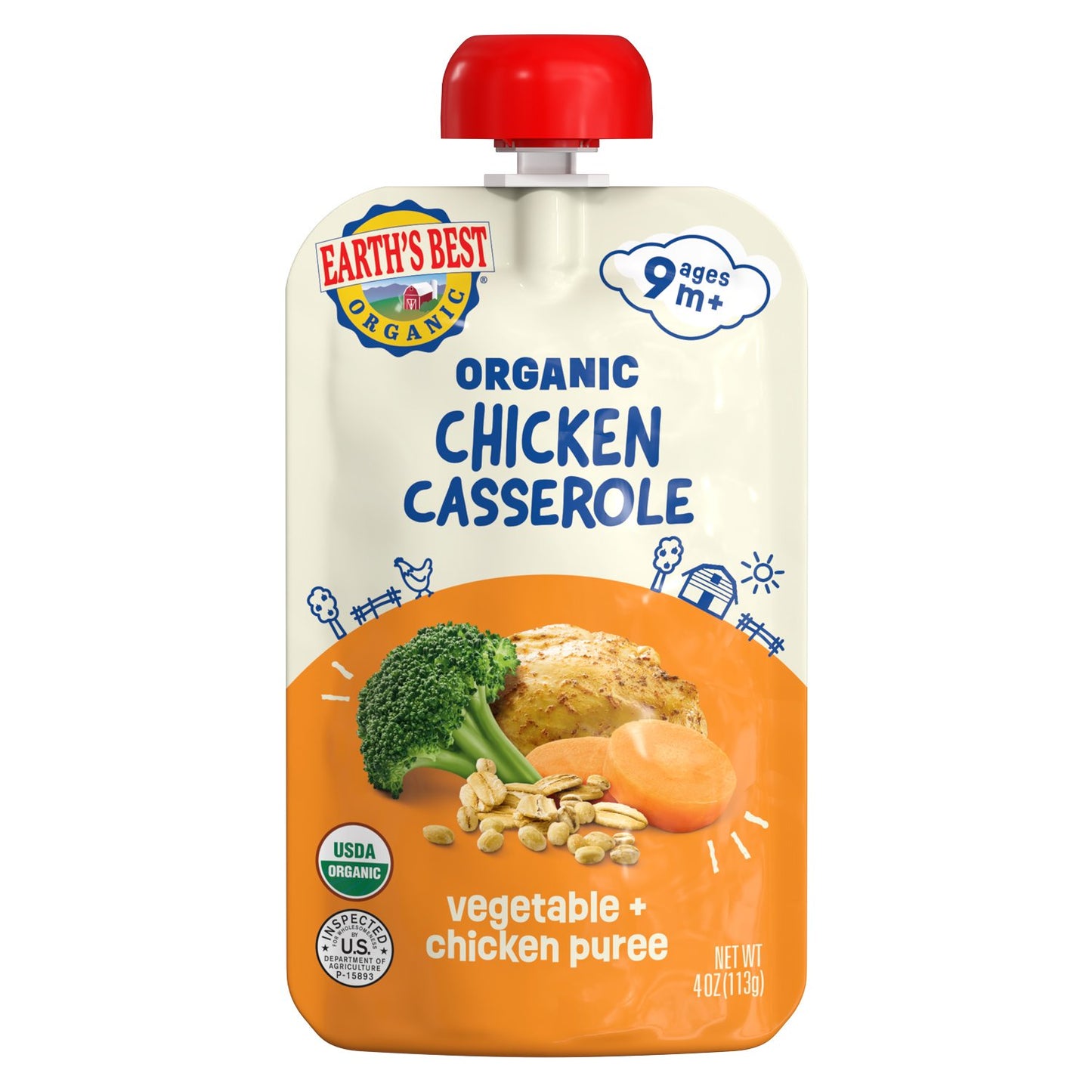 Earth's Best Organic Baby Food Pouch - Chicken Casserole Puree