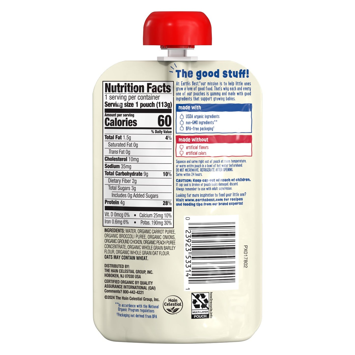 Earth's Best Organic Baby Food Pouch - Chicken Casserole Puree