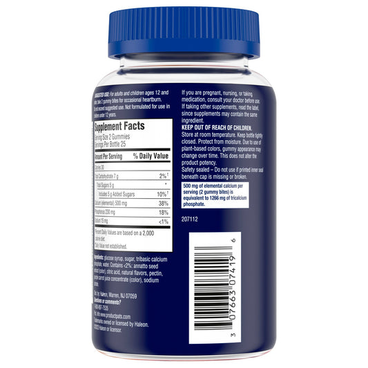Tums Gummy Bites Dietary Supplement for Occasional Heartburn Relief, Upset Stomach and Acid Indigestion, Assorted Fruit Flavors