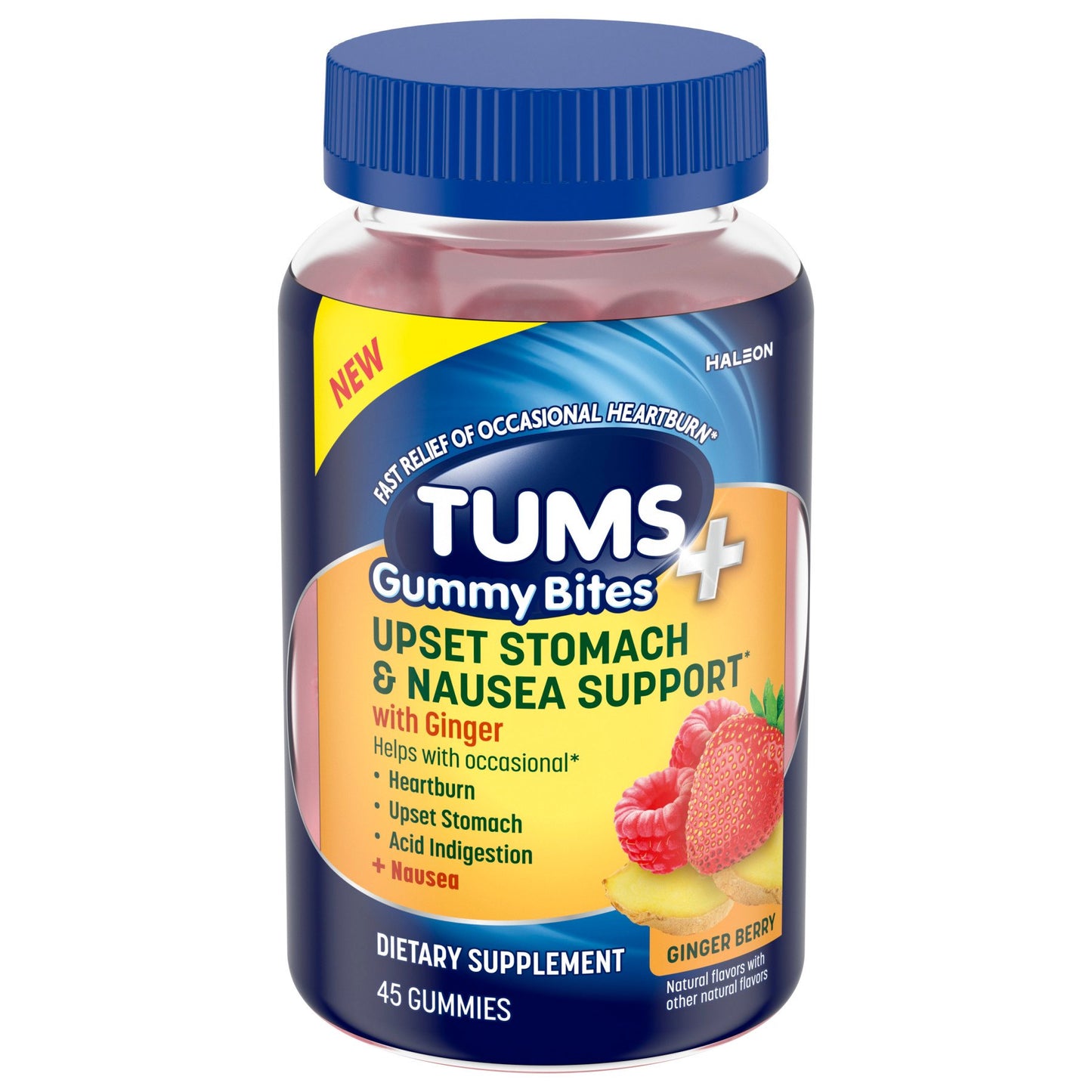 Tums TUMS+ Upset Stomach & Nausea Support, Dietary Supplement, Ginger Berry