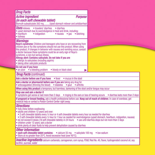 Pepto-Bismol Fast Melts, Soft Chewable Tablets, Upset Stomach Relief