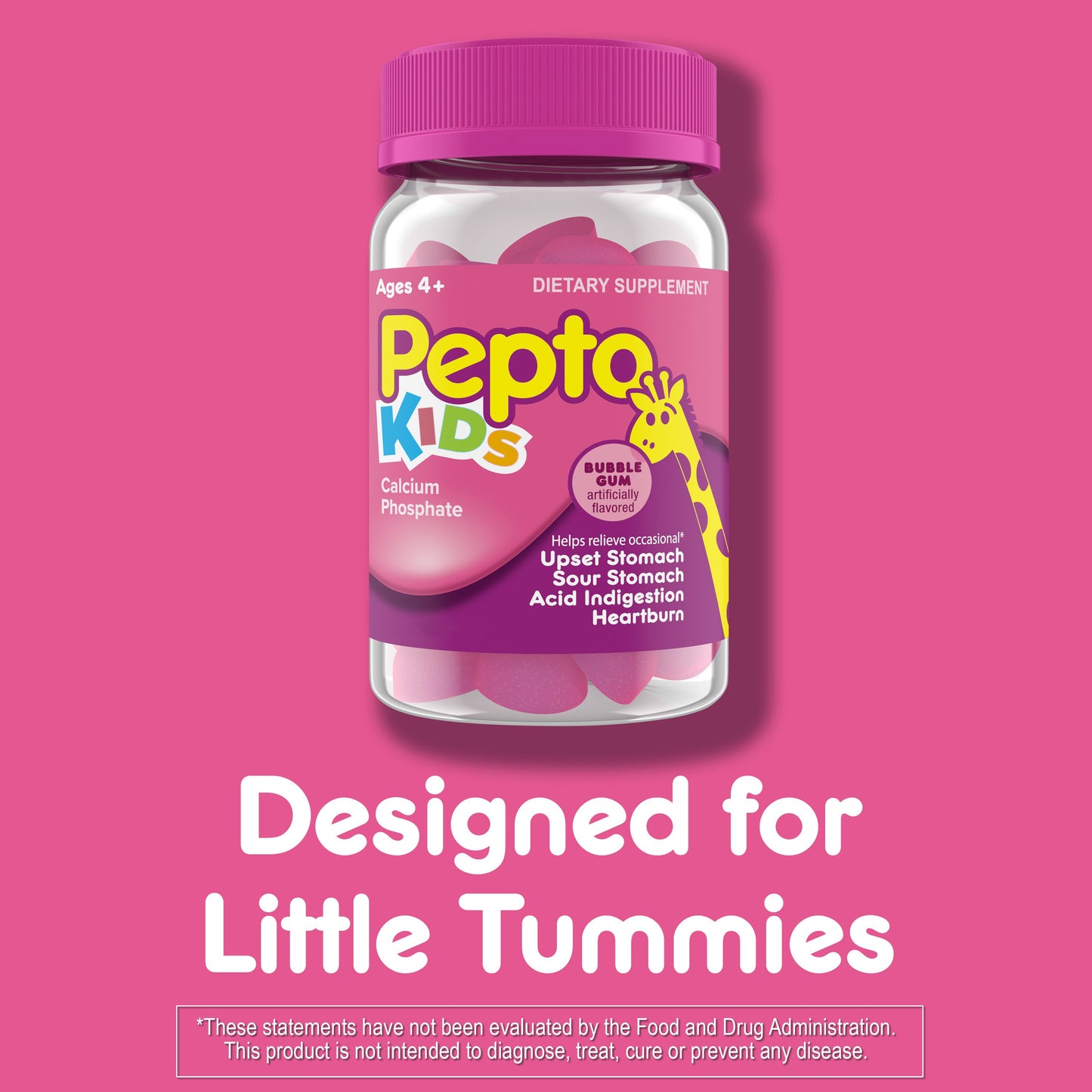 Pepto-Bismol Kids Gummies, Helps Relieve Occasional Upset Stomach, Acid Indigestion, Sour Stomach & Heartburn, Bubblegum Flavor