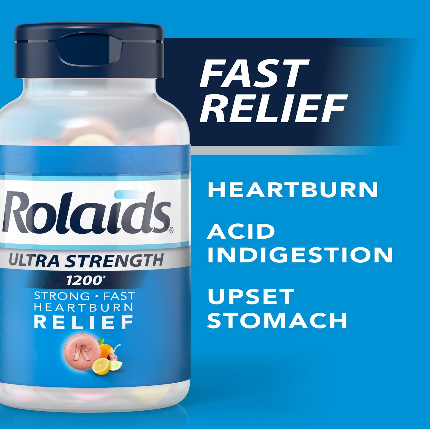 Rolaids Ultra Strength Antacid Chewable Tablets, Heartburn Relief, Assorted Fruit Flavor