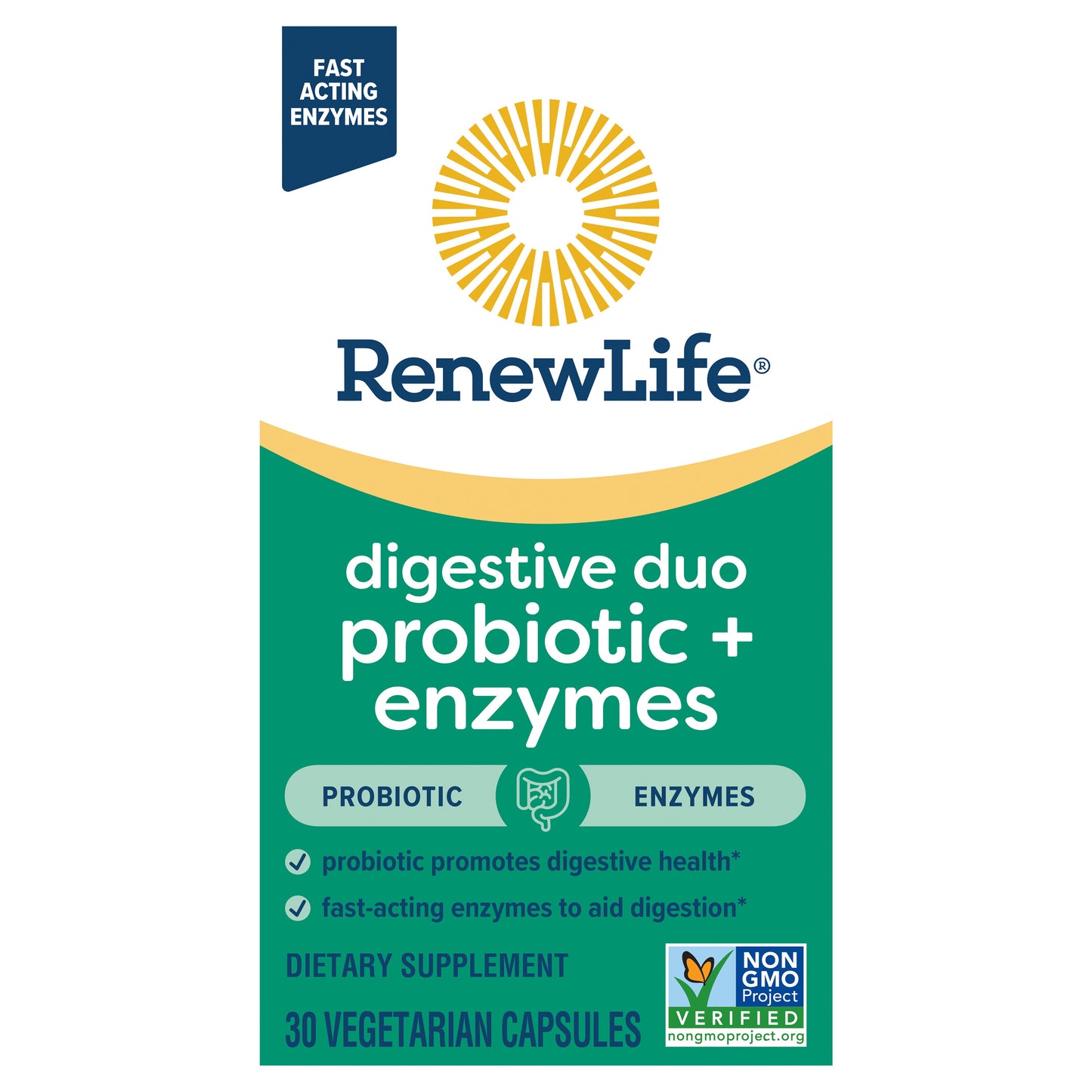 Renew Life Digestive Duo Probiotic + Enzymes Vegetarian Capsules