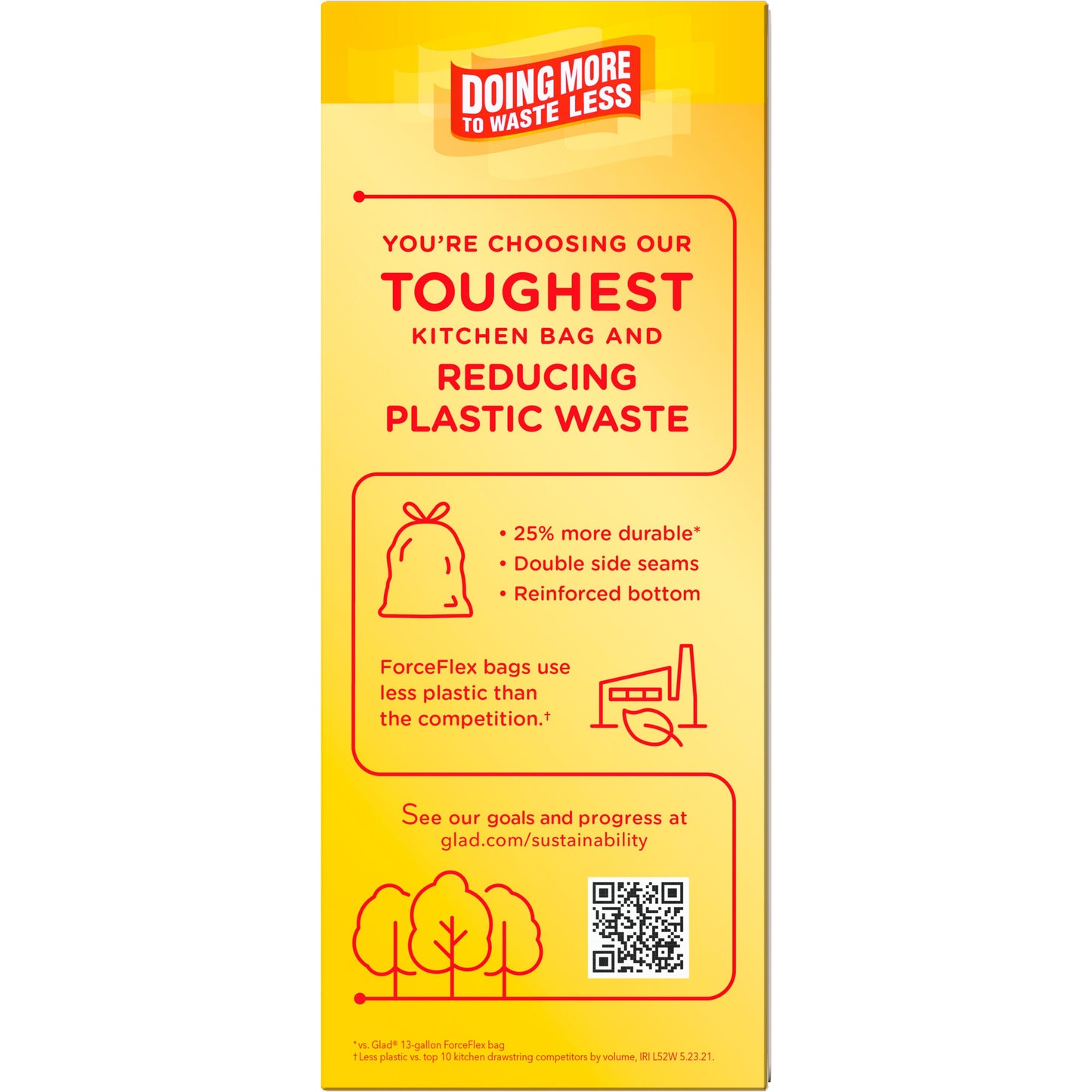 Glad ForceFlex MaxStrength With Clorox Kitchen Trash Bags, 13 Gallon