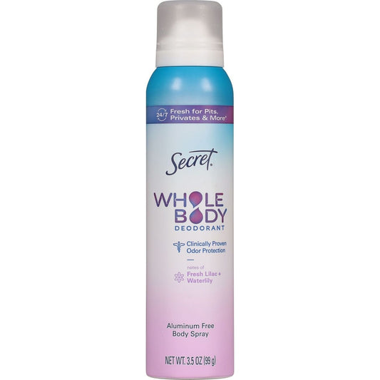 Secret Whole Body Aluminum Free Deodorant Spray - Lilac & Waterlily
