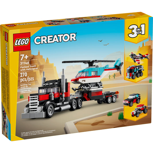 LEGO Creator 3-in-1 Flatbed Truck with Helicopter Set
