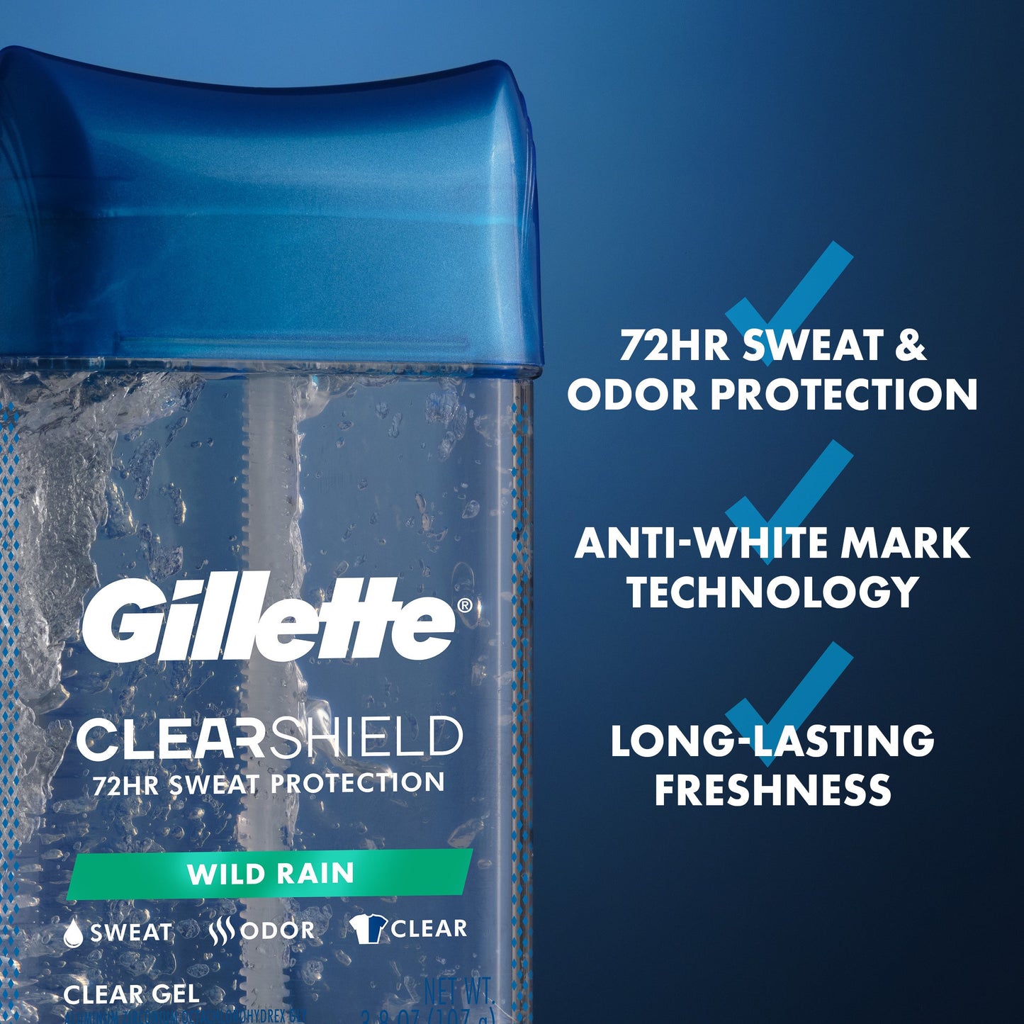 Gillette Clear Shield Gel Antiperspirant Deodorant - Wild Rain