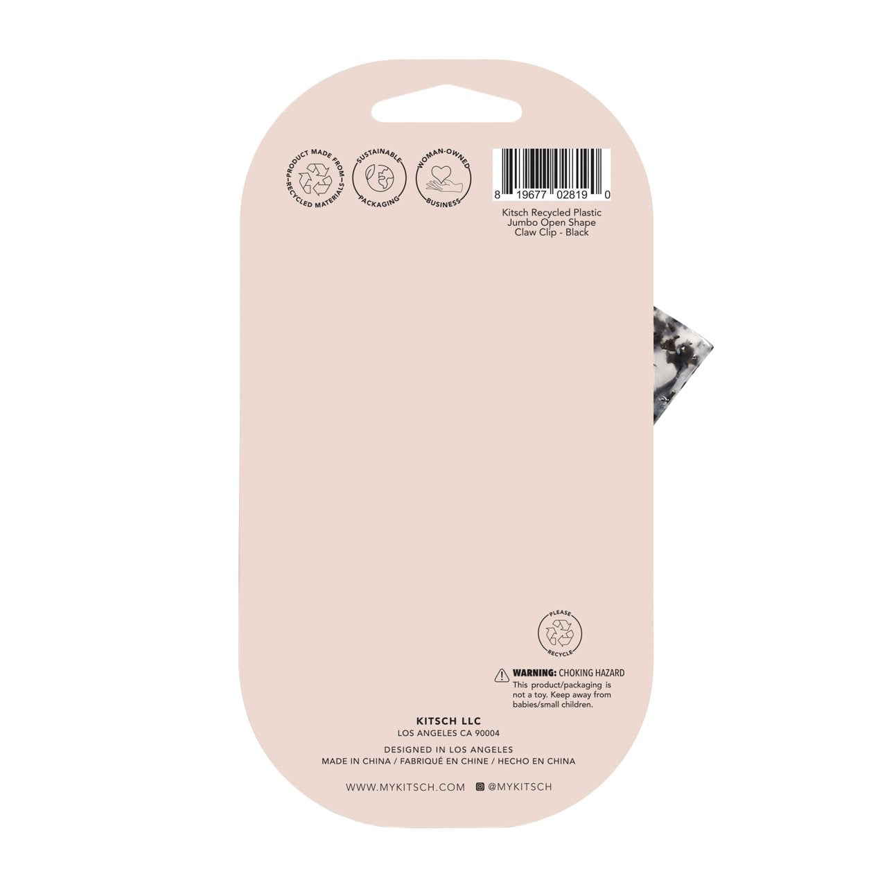 Kitsch Eco-Friendly Jumbo Open Shape Claw Clip - Black