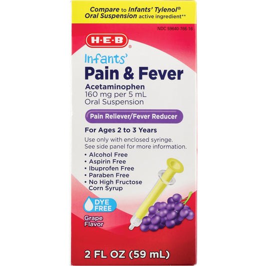 H-E-B Infants' Pain & Fever Oral Suspension - Grape