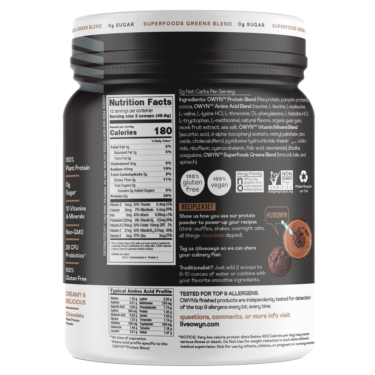 OWYN Pro Elite 30g Plant Protein Powder - Chocolate