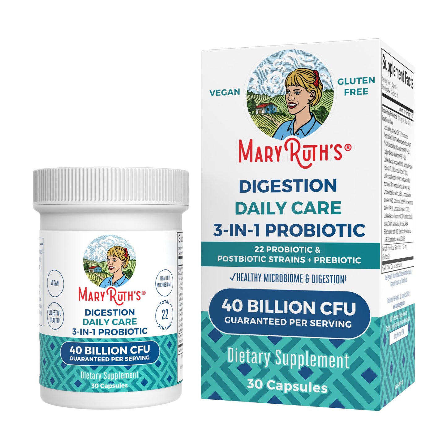 Mary Ruth's Digestion Daily Care 3-in-1 Probiotic Capsules