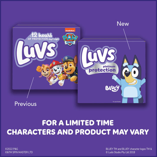 Luvs Bluey Platinum Protection Baby Diapers - Size 7