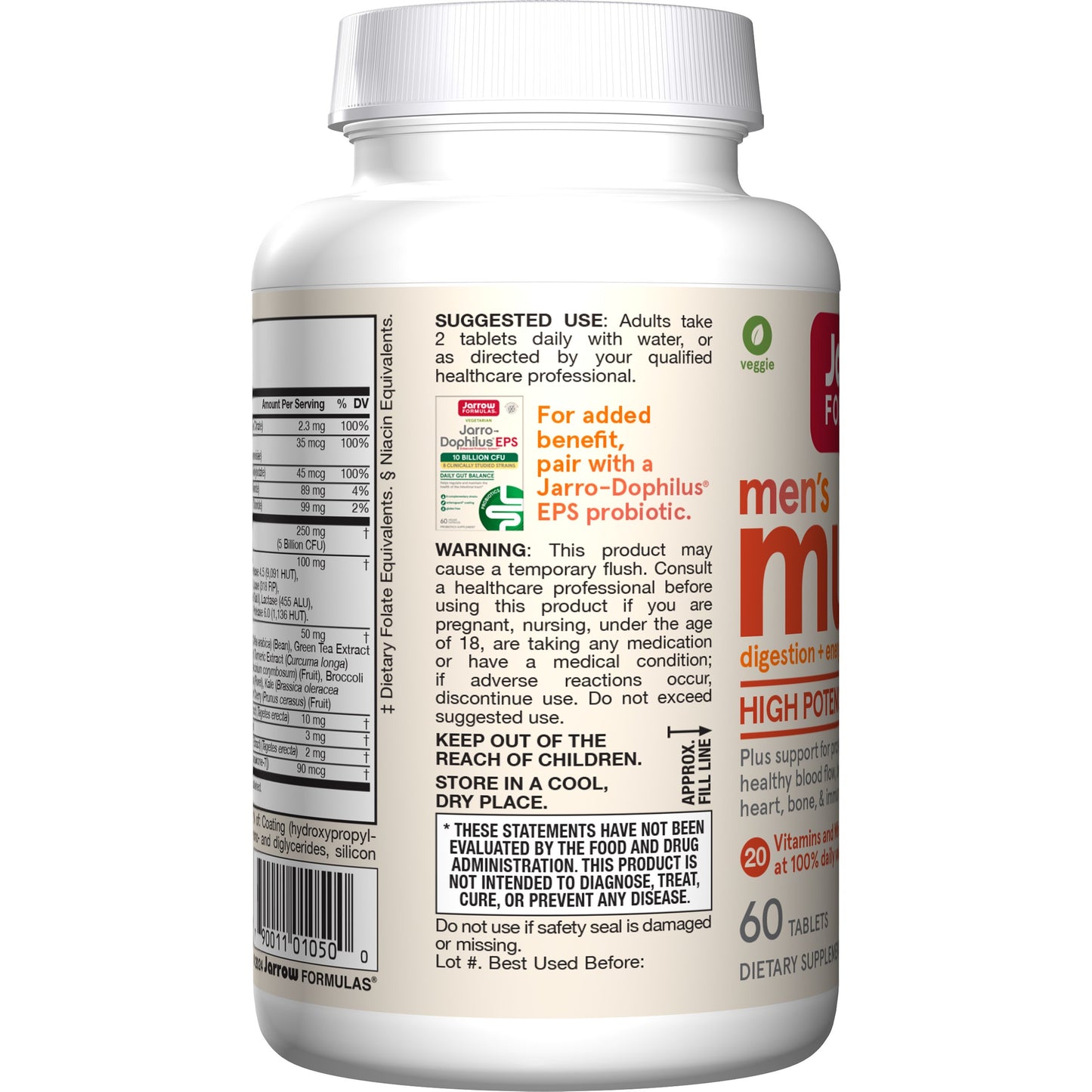 Jarrow Formulas Men's Multi+ High Potency Multivitamin Tablets