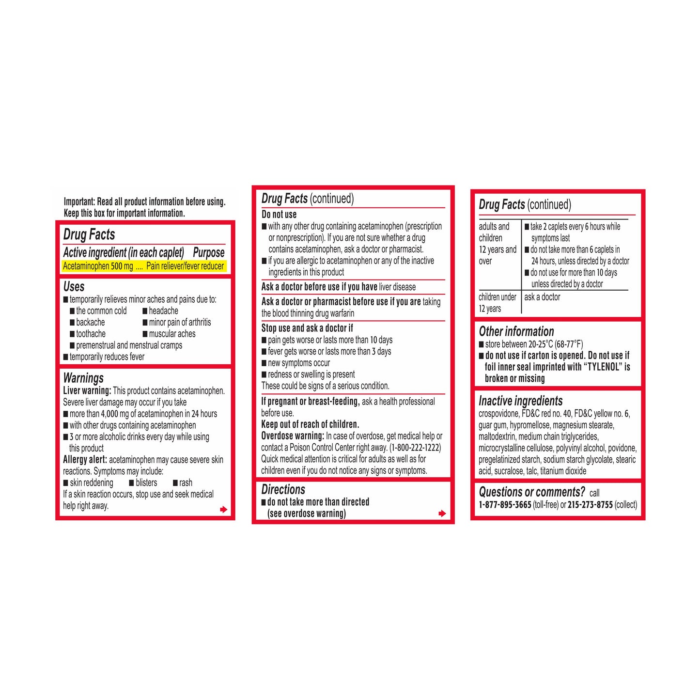 Tylenol Extra Strength Fever & Pain Reliever Easy To Swallow Caplets