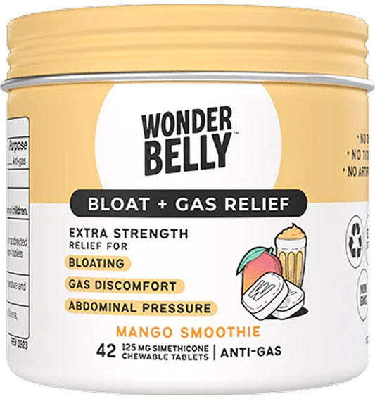 Wonderbelly Mango Smoothie Bloat & Gas Relief Chewable Tablets