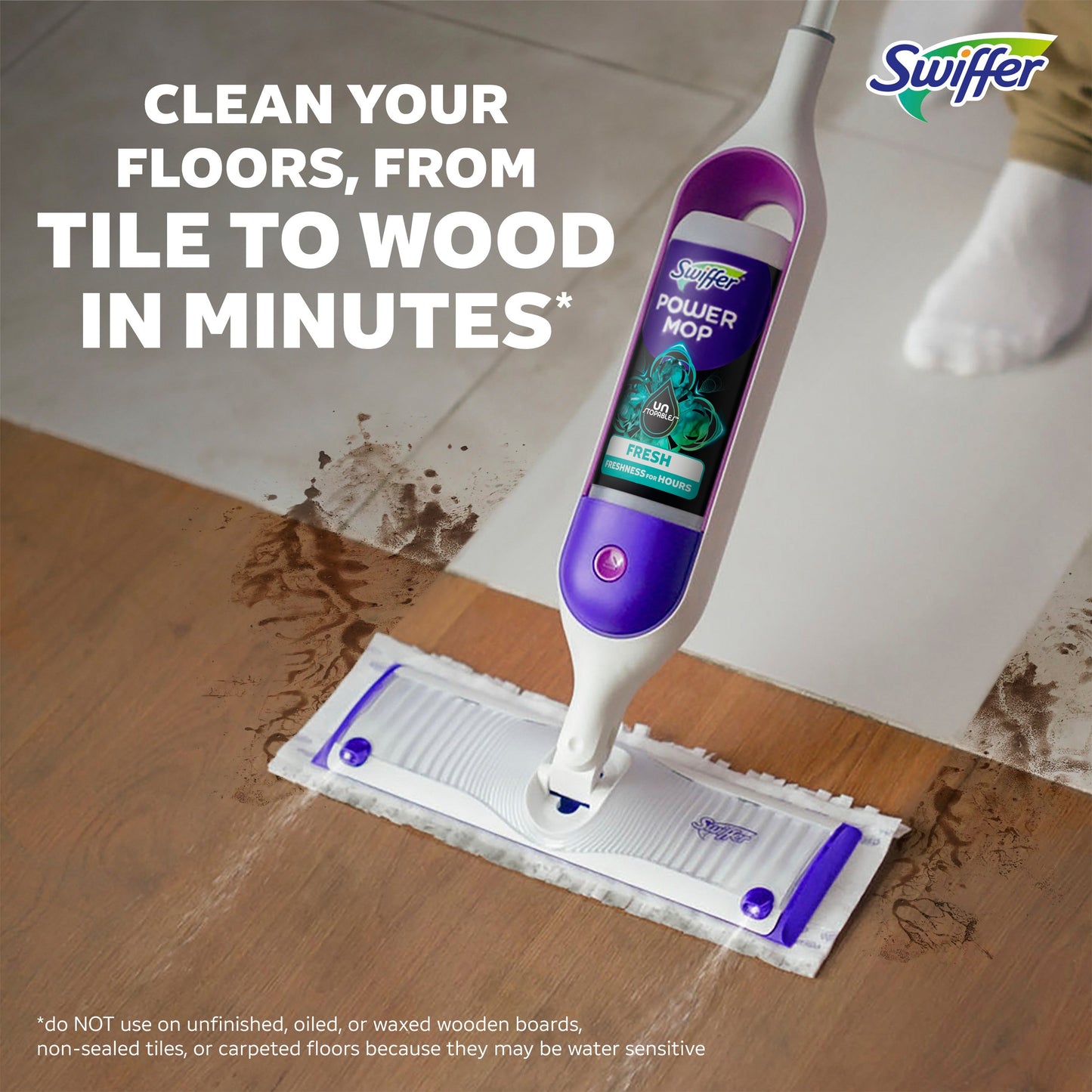 Swiffer PowerMop Floor Cleaning Solution - Unstopables Fresh Scent