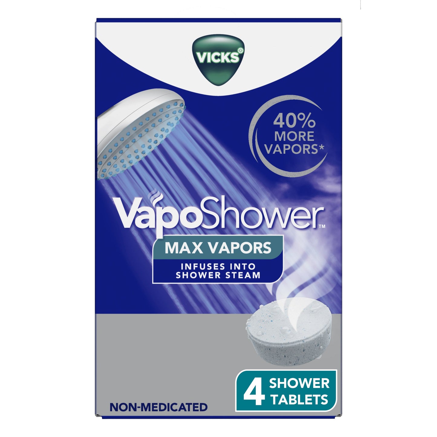 Vicks VapoShower Max Tablets, Non-Medicated Eucalyptus Shower Steamer Tablets, Menthol, Aromatherapy
