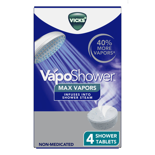 Vicks VapoShower Max Tablets, Non-Medicated Eucalyptus Shower Steamer Tablets, Menthol, Aromatherapy