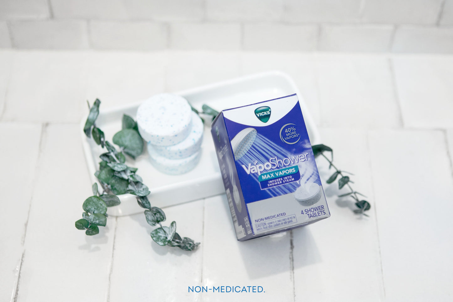 Vicks VapoShower Max Tablets, Non-Medicated Eucalyptus Shower Steamer Tablets, Menthol, Aromatherapy