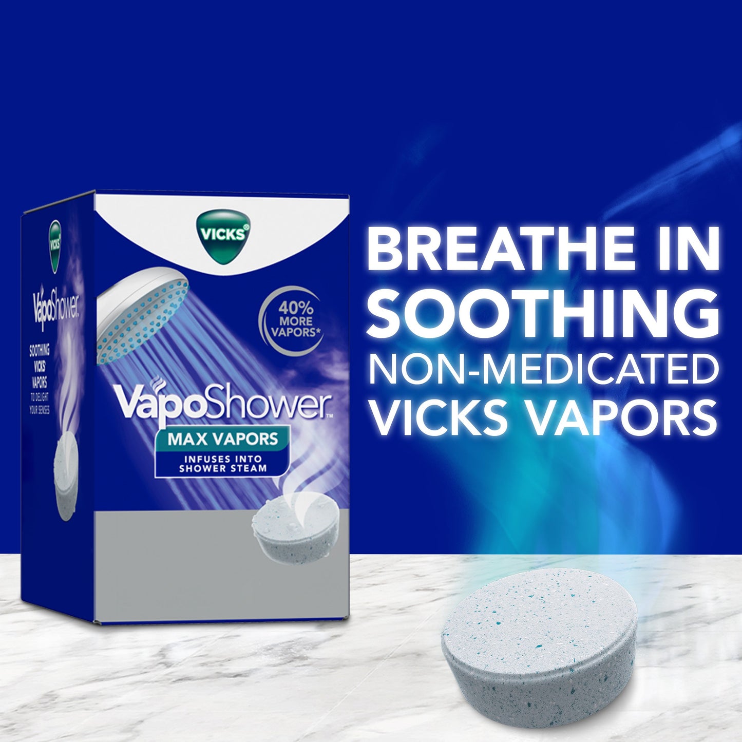 Vicks VapoShower Max Tablets, Non-Medicated Eucalyptus Shower Steamer Tablets, Menthol, Aromatherapy