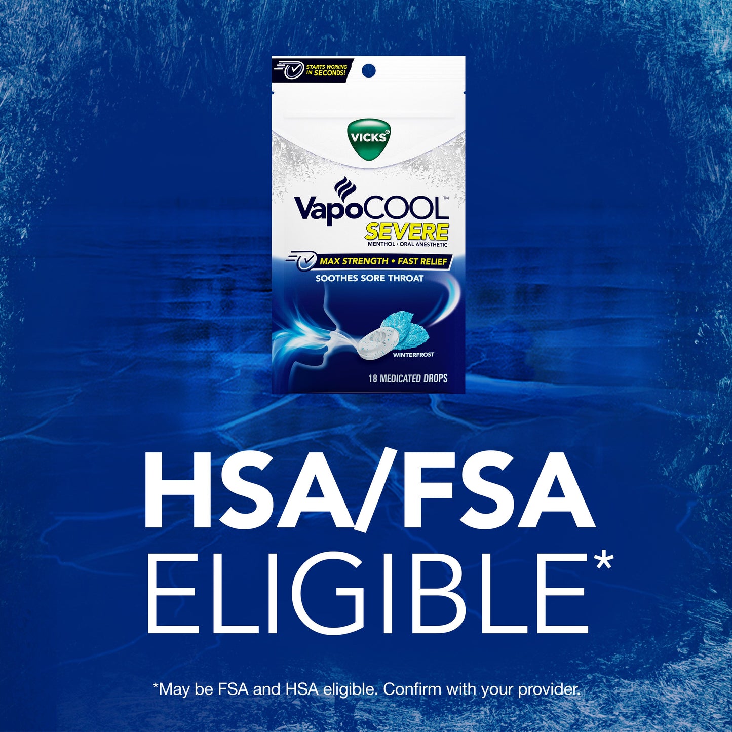 Vicks VapoCOOL SEVERE Max Strength Menthol Sore Throat Lozenge, Winterfrost Flavor
