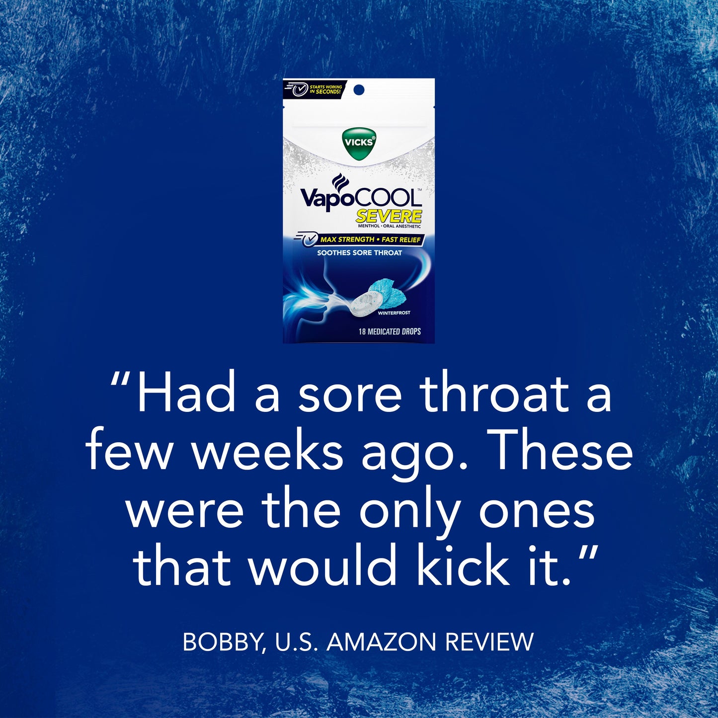 Vicks VapoCOOL SEVERE Max Strength Menthol Sore Throat Lozenge, Winterfrost Flavor