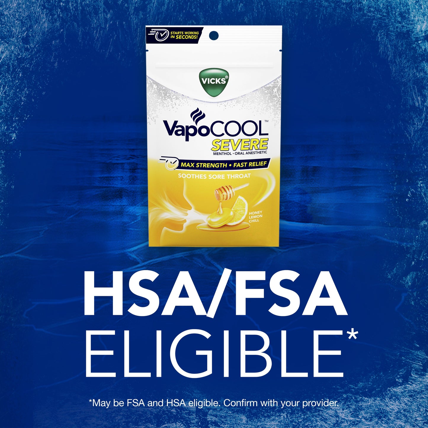 Vicks VapoCOOL SEVERE Max Strength Menthol Sore Throat Lozenge, Honey Lemon Flavor
