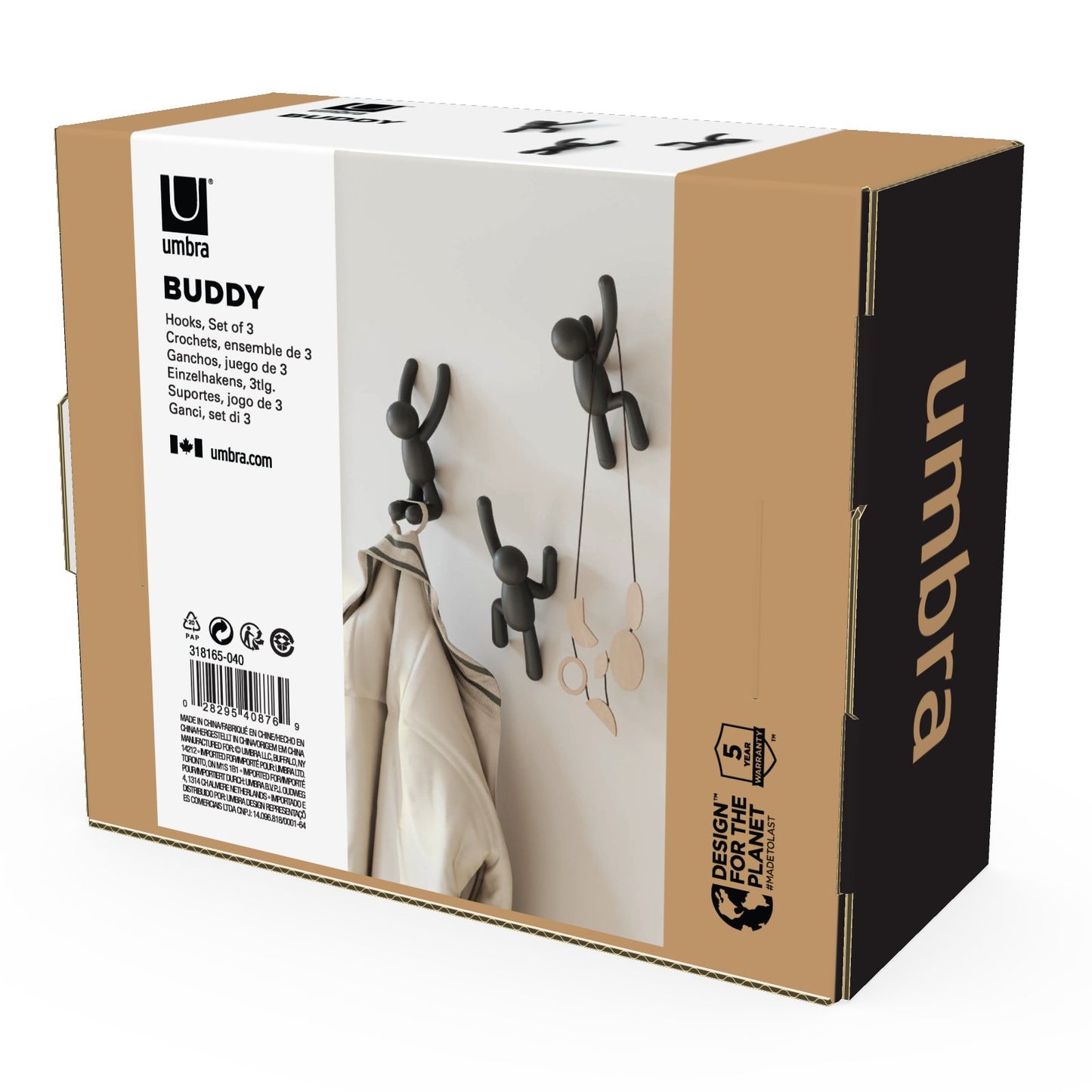 Umbra Buddy Wall Hooks - Black