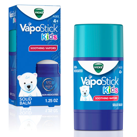 Vicks VapoStick Kids, Solid Balm, Soothing Non-Medicated Vicks Vapors, Easy To Use No Touch Applicator