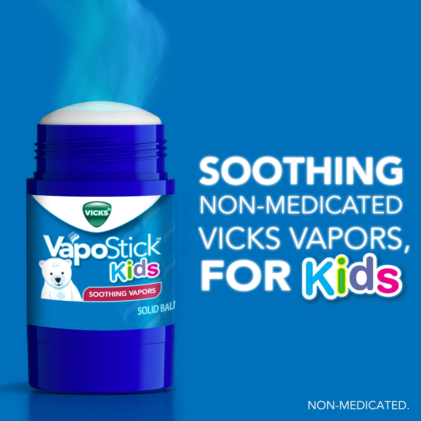 Vicks VapoStick Kids, Solid Balm, Soothing Non-Medicated Vicks Vapors, Easy To Use No Touch Applicator