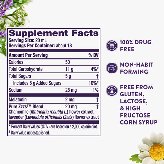 Vicks ZzzQuil Pure Zzzs Melatonin Liquid, Sleep Aid with Chamomile & Lavender, Berry Flavor