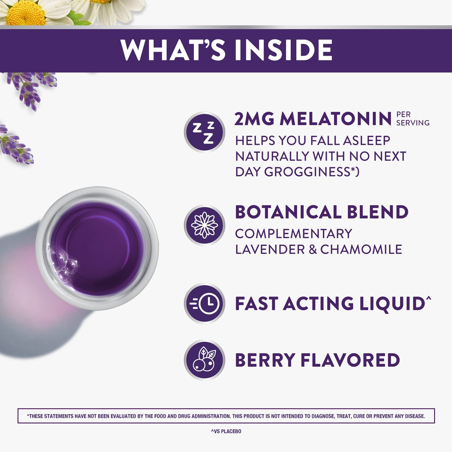 Vicks ZzzQuil Pure Zzzs Melatonin Liquid, Sleep Aid with Chamomile & Lavender, Berry Flavor