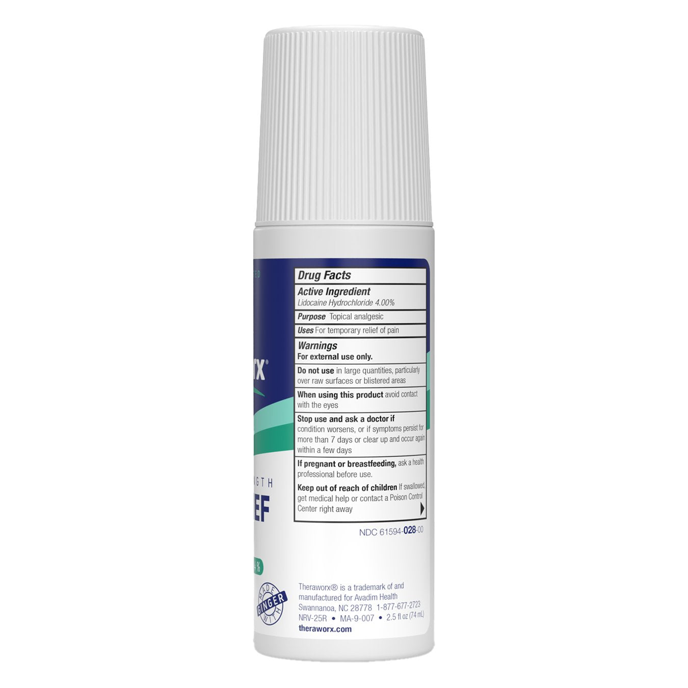 Theraworx Maximum Strength Pain Relief with Lidocaine Roll-On