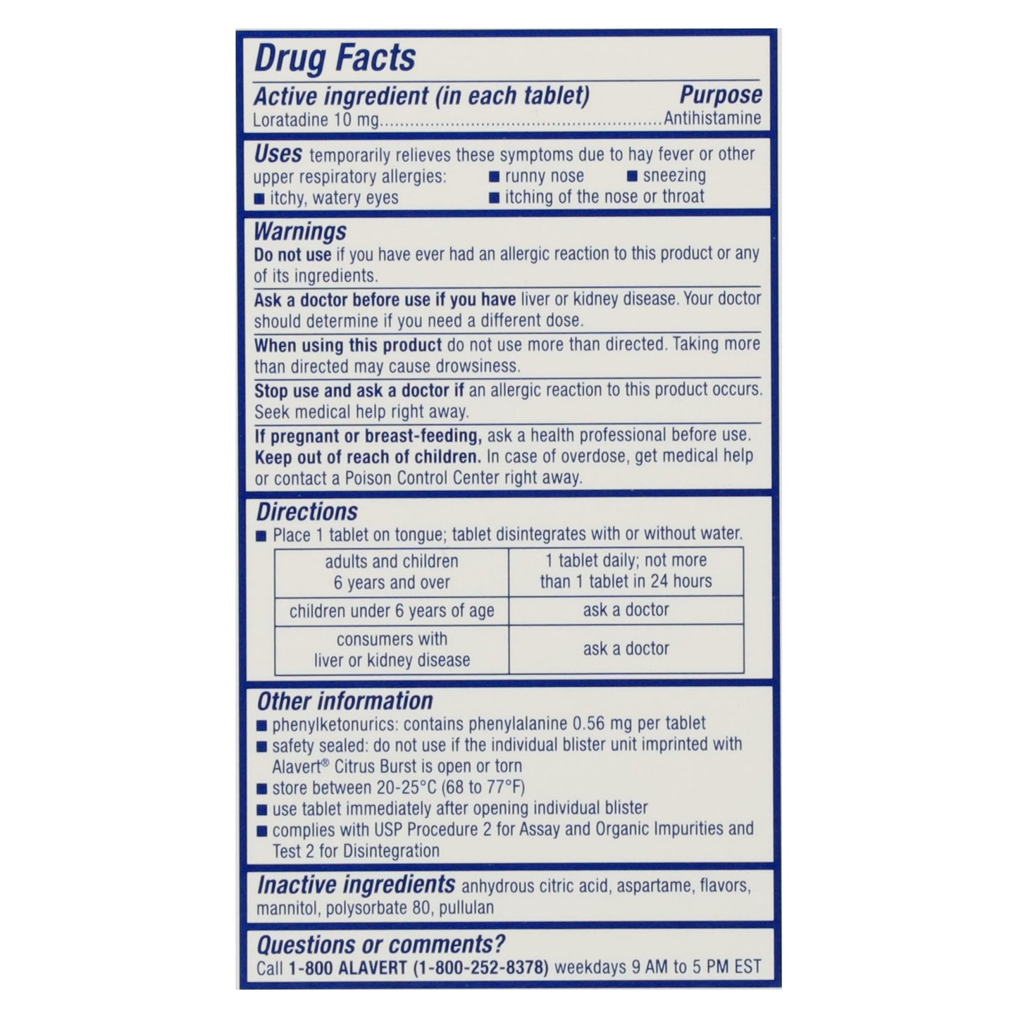 Alavert 24 Hr Allergy Relief Non-Drowsey Dissolving Tablets - Citrus Burst