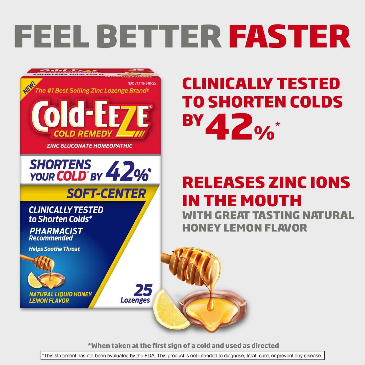 Cold-EEZE Cold Remedy Zinc Soft-Center Lozenges - Honey Lemon