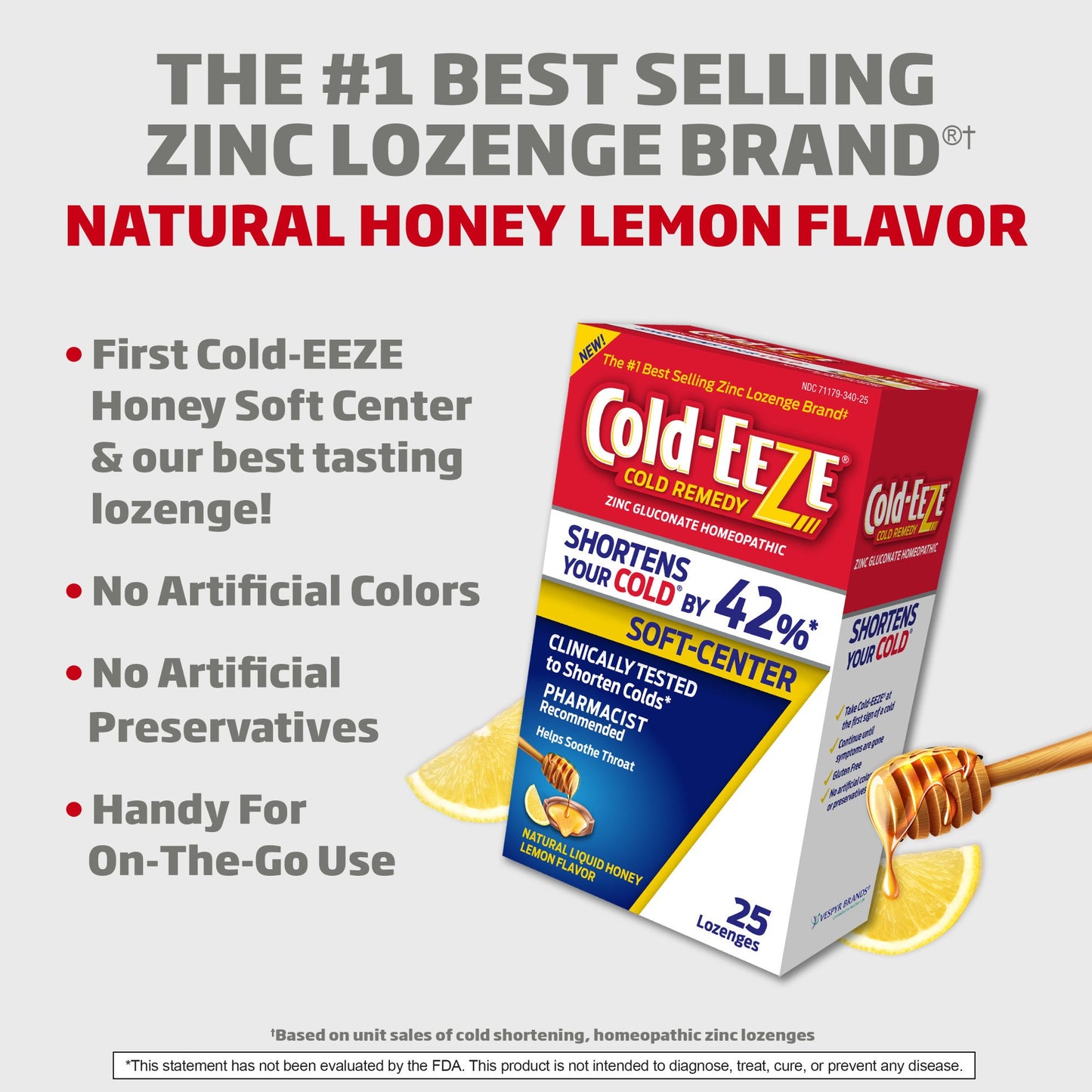 Cold-EEZE Cold Remedy Zinc Soft-Center Lozenges - Honey Lemon