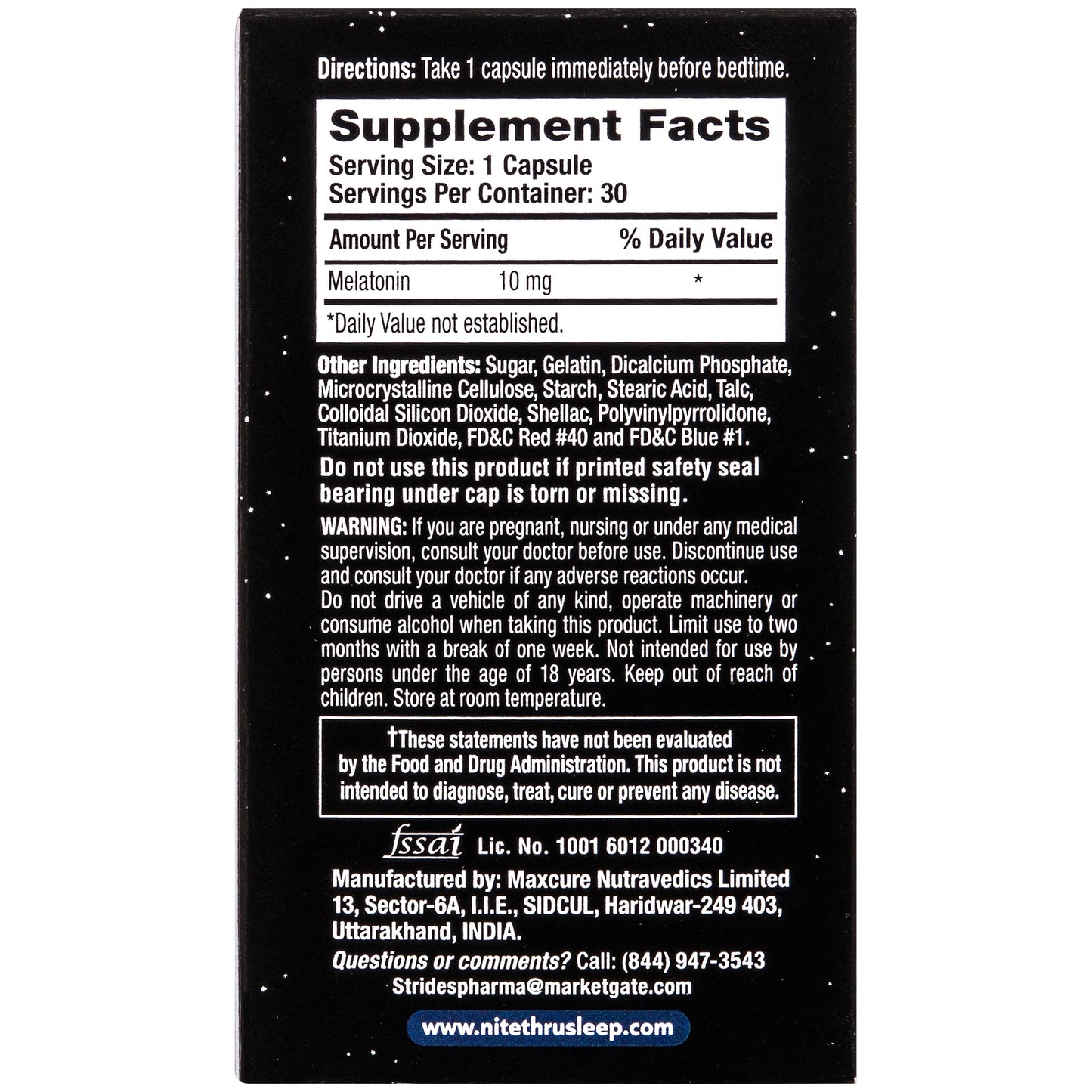 Nite Thru Advanced Sleep Aid Melatonin Capsules