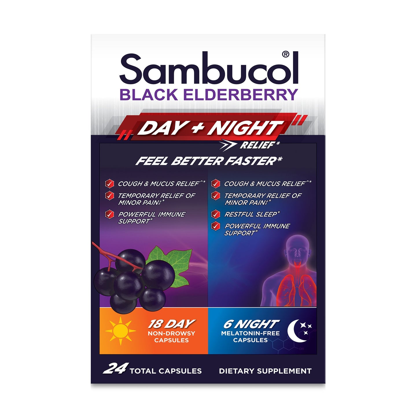 Sambucol Black Elderberry Day + Night Relief Capsules