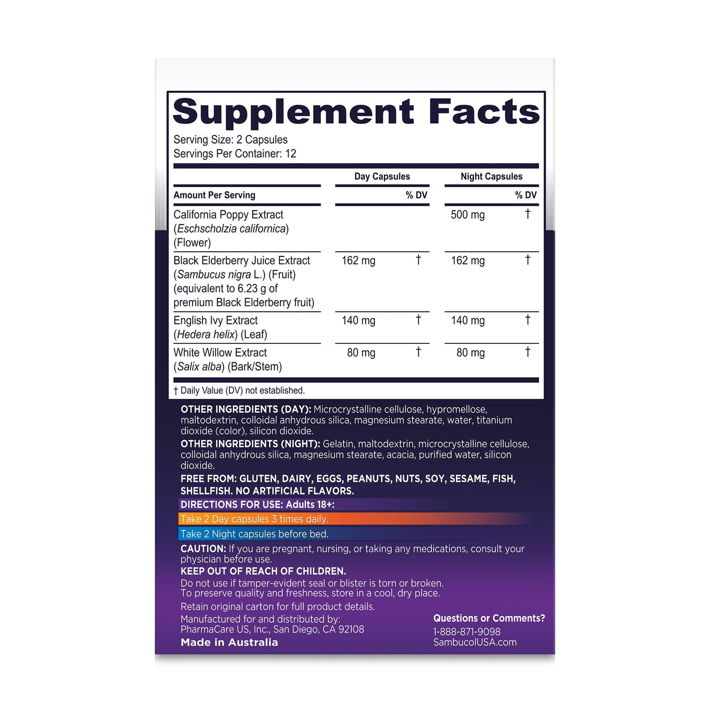 Sambucol Black Elderberry Day + Night Relief Capsules