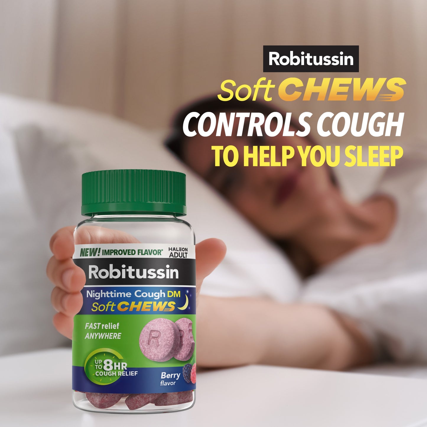 Robitussin Soft Chews, Nighttime Cough DM, Adult Formula, Berry Flavor