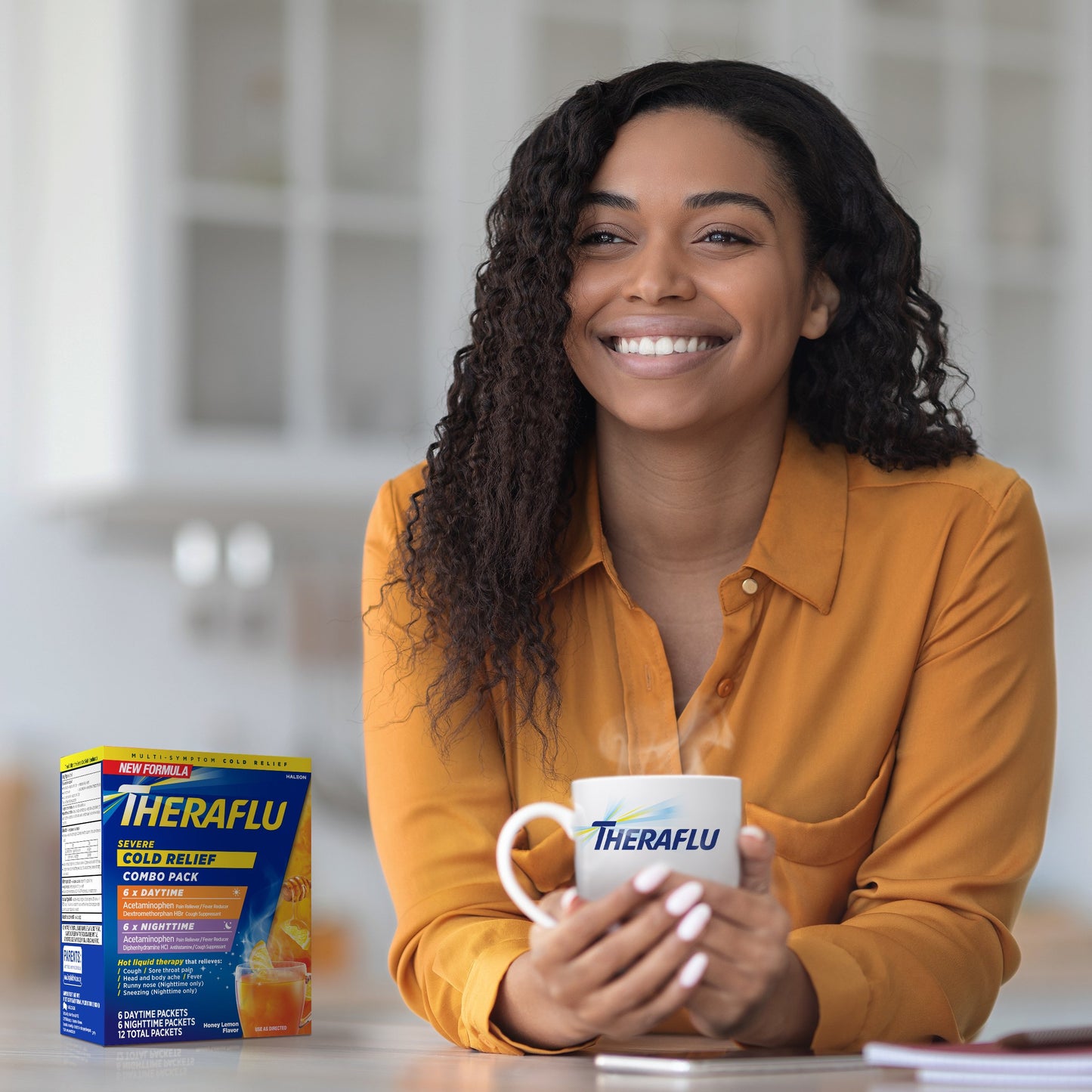 Theraflu Combo Daytime and Nighttime Severe Cold Relief Powder, Honey Lemon Flavor, 6 Daytime + 6 Nighttime