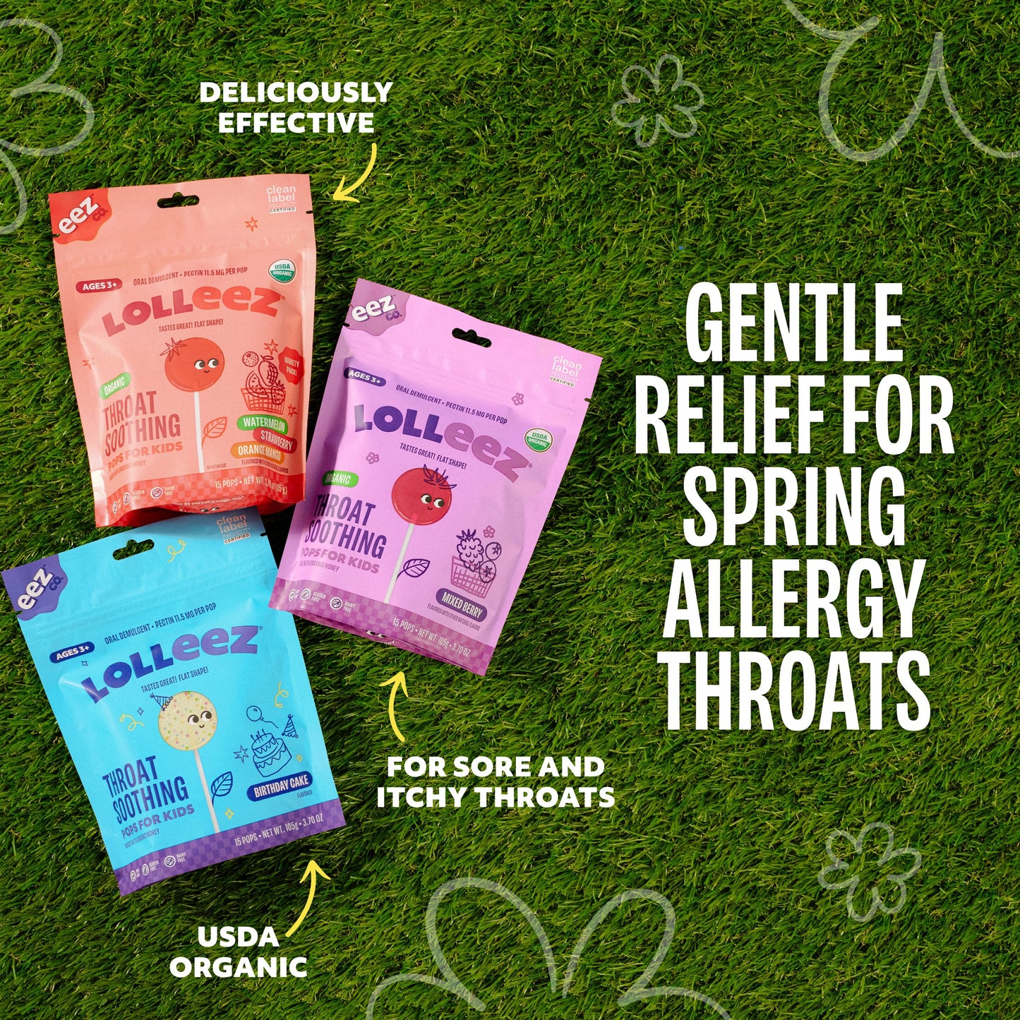 Lolleez Kids Organic Sore Throat Pops - Variety Pack
