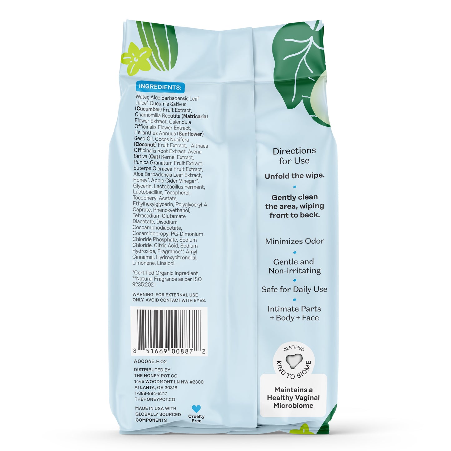 The Honey Pot Intimate Wipes - Sensitive with Cucumber Aloe