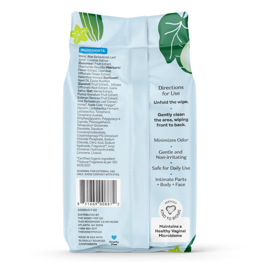 The Honey Pot Intimate Wipes - Sensitive with Cucumber Aloe