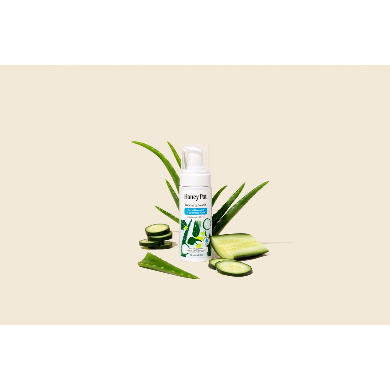 The Honey Pot Intimate Foaming Wash - Sensitive with Cucumber & Aloe