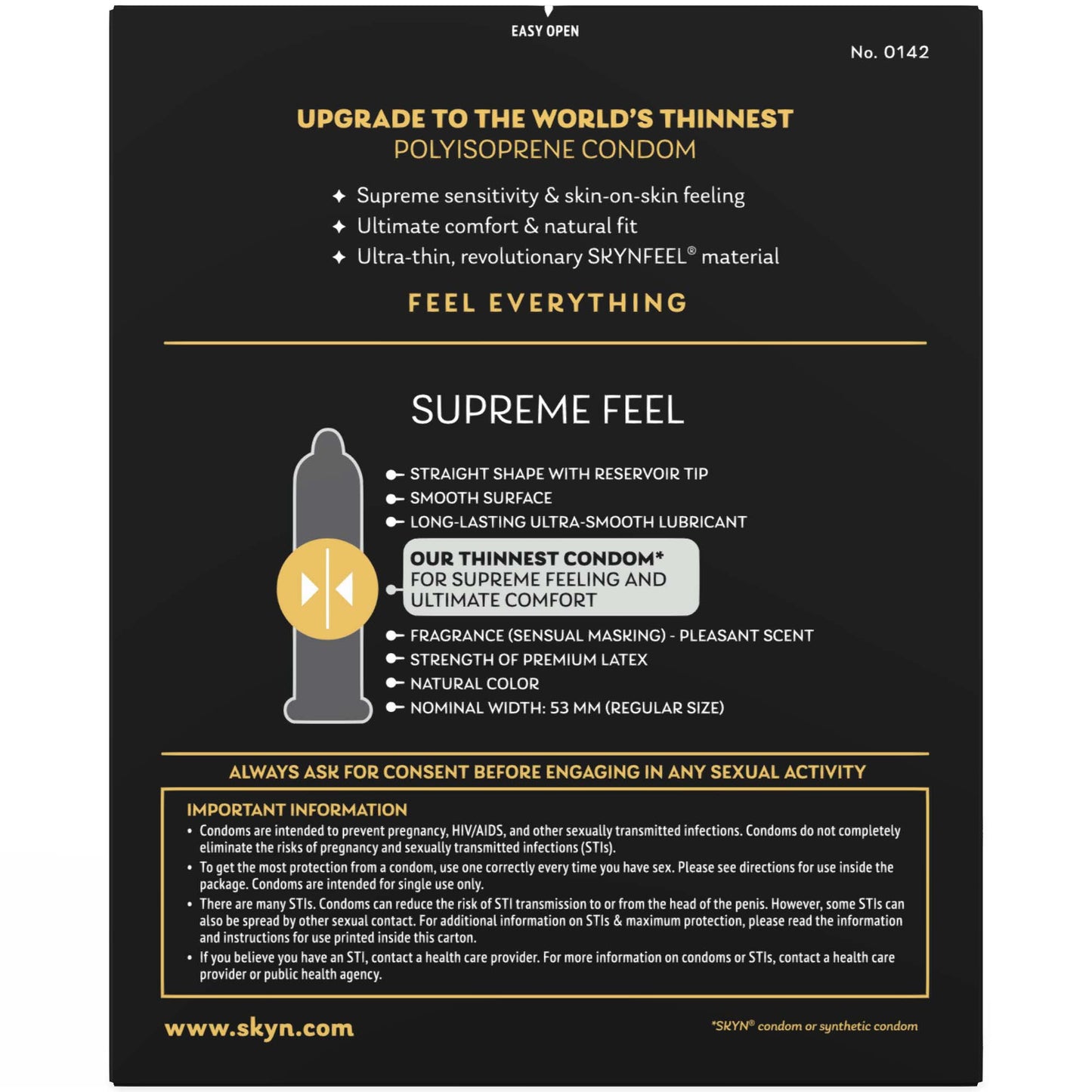 SKYN Supreme Feel Non-Latex Lubricated Condoms