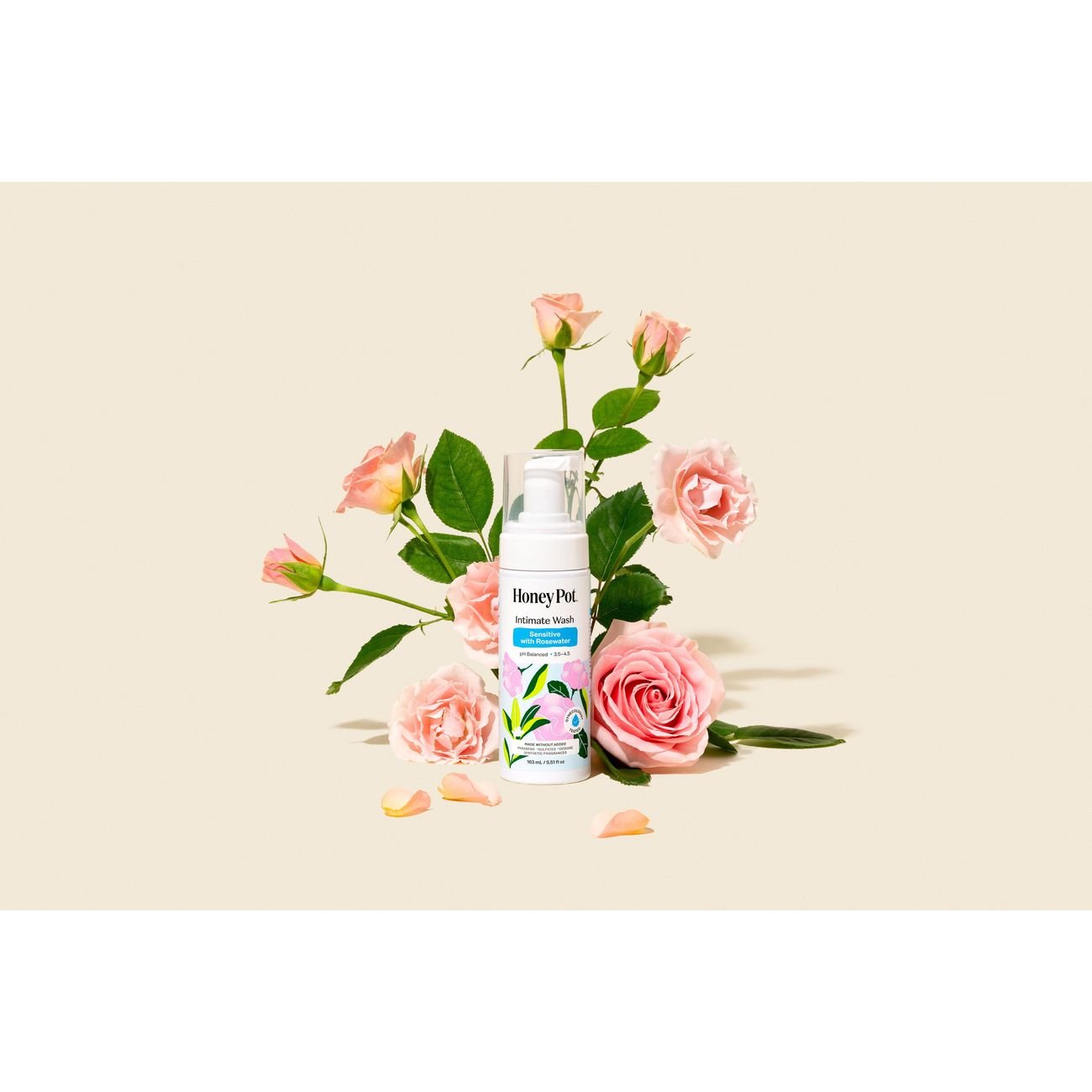 The Honey Pot Intimate Foaming Wash - Sensitive with Rosewater