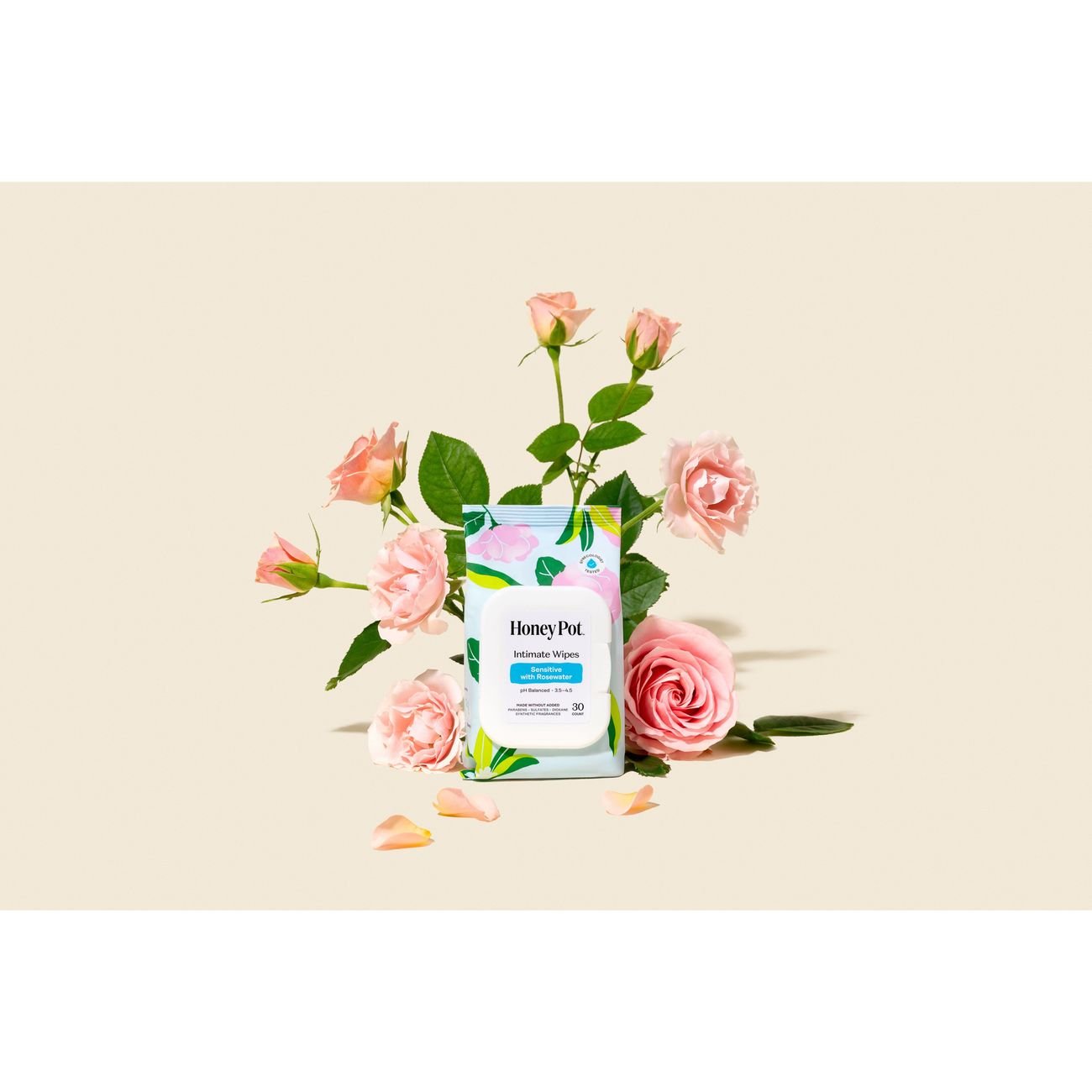 The Honey Pot Intimate Wipes - Sensitive with Rosewater